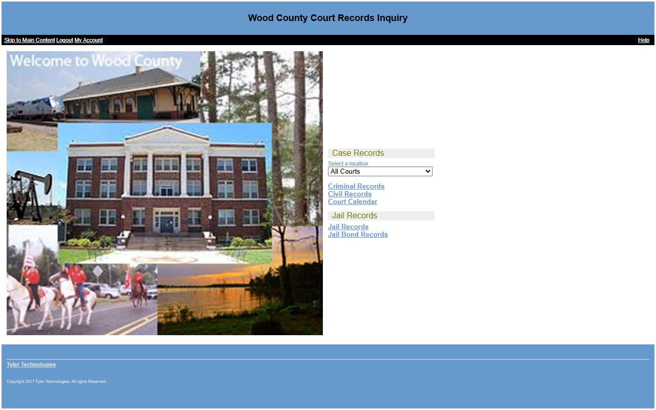 Wood County Records Inquiry portal for inmate records and court records